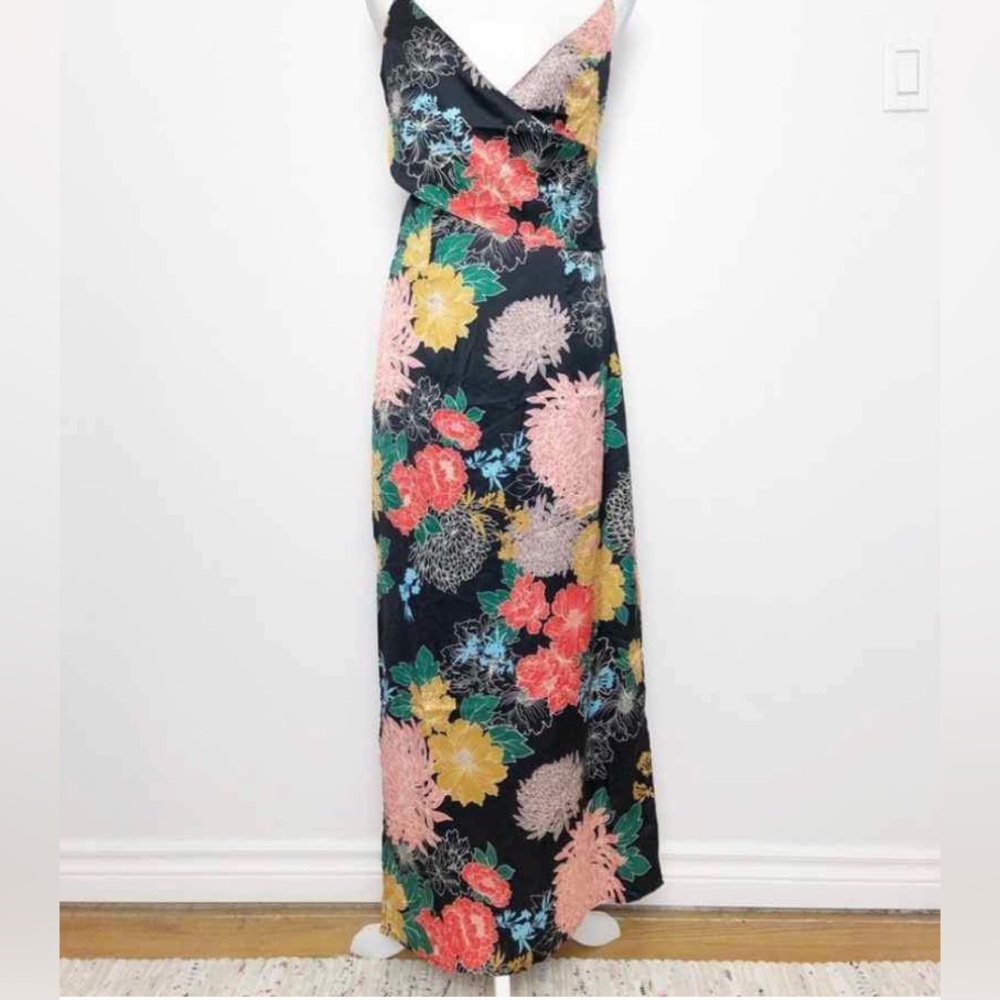 Zhu Hollow Out Floral Satin Cutout Dress XL NWT